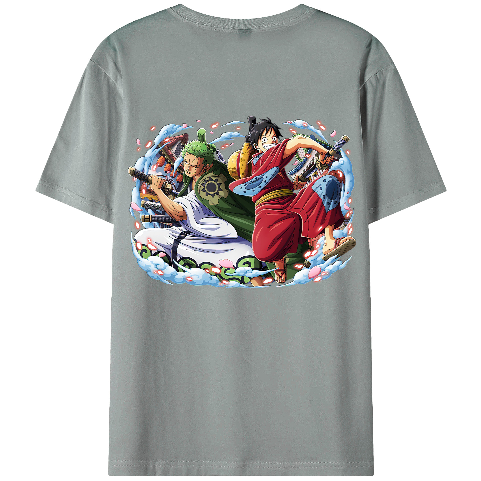 ワンピース モンキー・D・ルフィ ONE PIECE Monkey D. Luffy 綿100％ メンズ半袖Tシャツ（バックプリント） 通気性